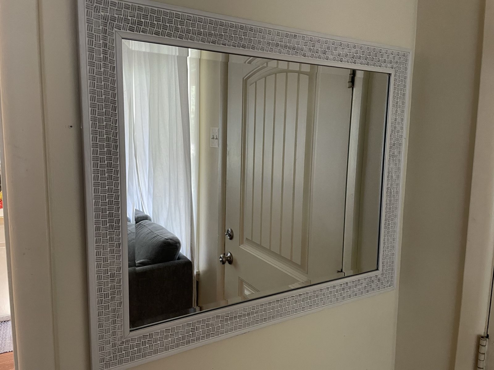 Distressed white mirror