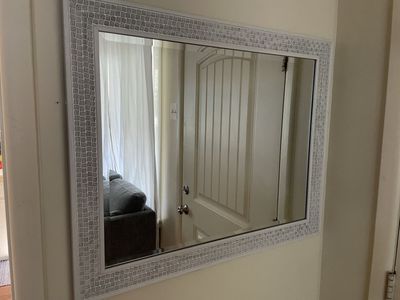 Distressed white mirror