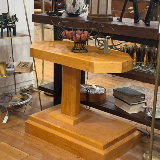 Handcrafted Asymmetrical Octagonal Accent Pedestal Table