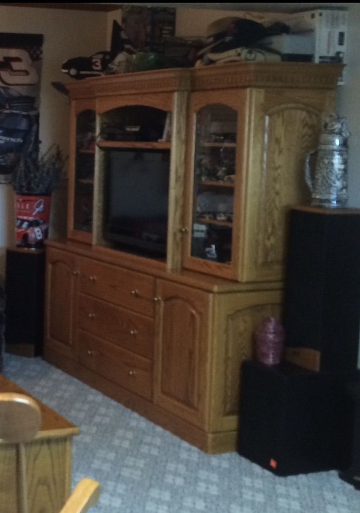 Custom Built Solid Oak Entertainment Center