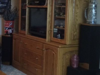 Custom Built Solid Oak Entertainment Center