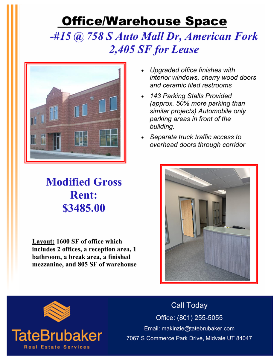 2405 SF Office/Warehouse in American Fork
