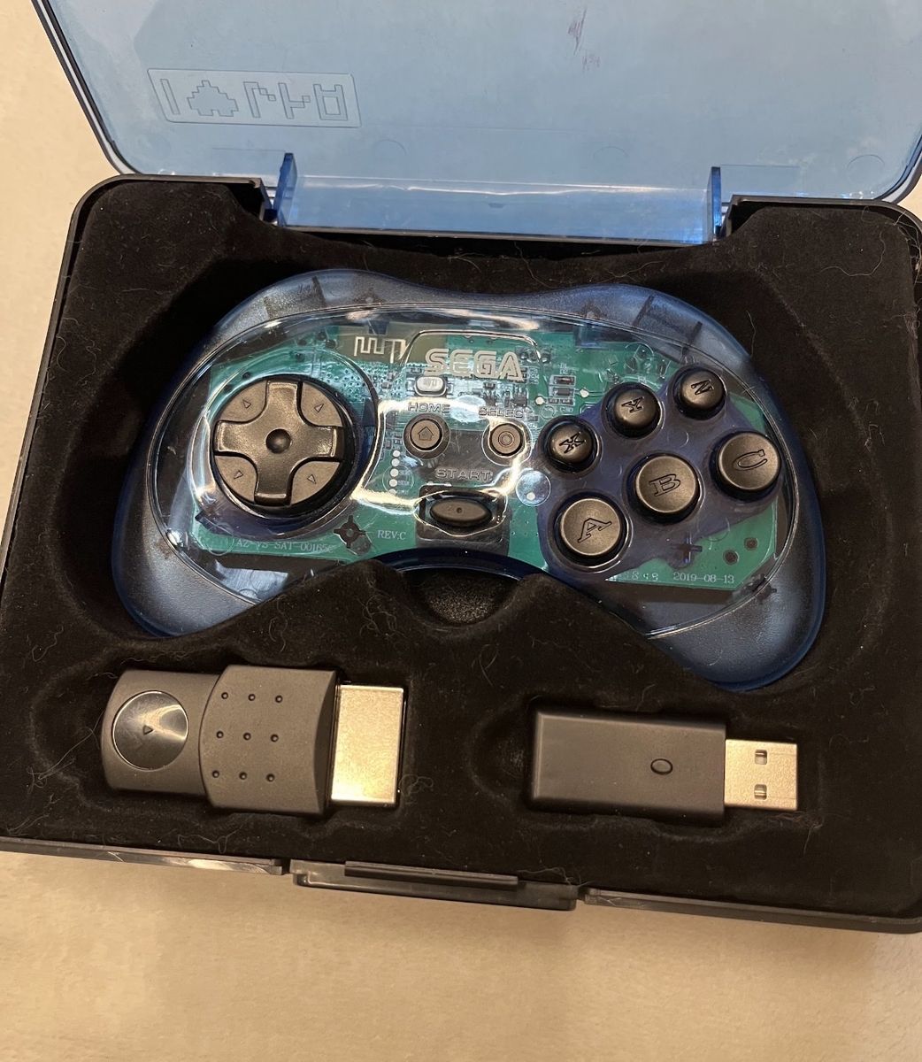 Clear Blue Retro-Bit SEGA Saturn 8-Button 2.4GHz Wireless Controller