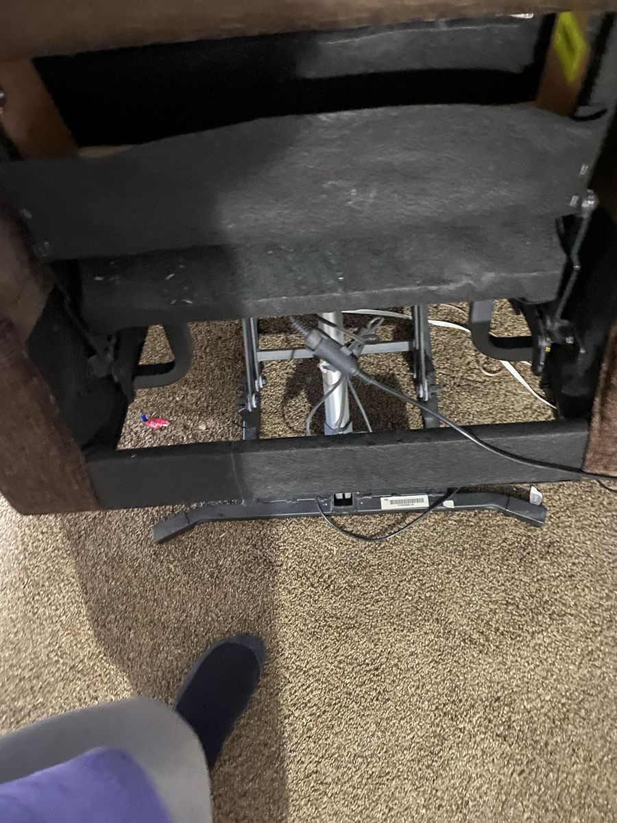 Brown Fabric Power Lift Recliner Chair - Good Working Condition