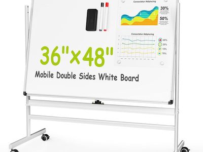 36" x 48" Double Sided Mobile Whiteboard on Wheels for Home or Office
