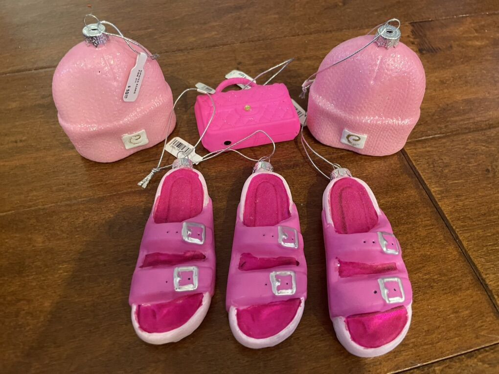 6 New Glass Ornaments Slides, Purse, Beanies