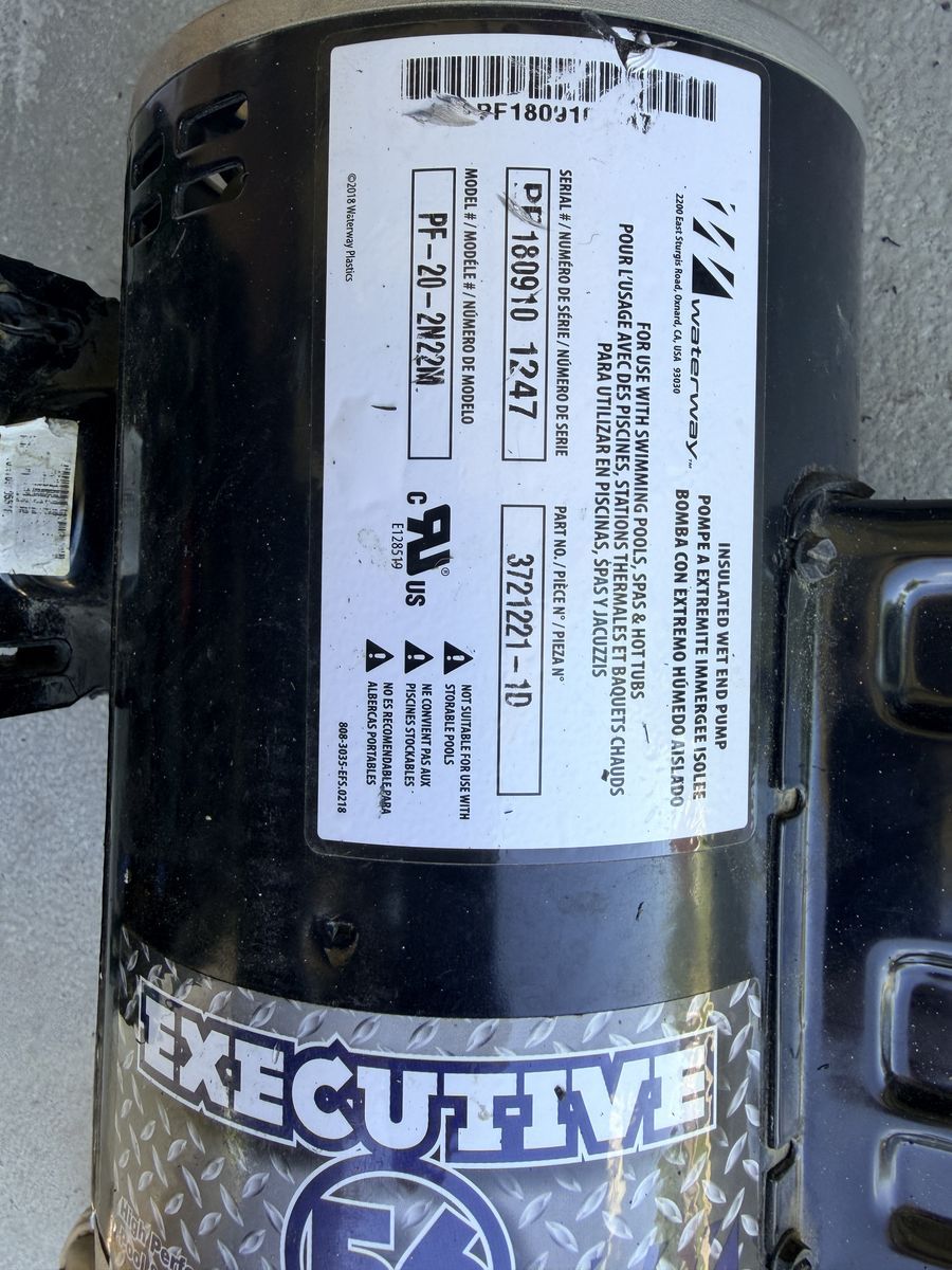 WaterWay 2hp hot tube / spa motor pf-20-2w22m  US motors
