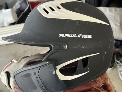 Rawlings Black/White Batting Helmet with Jaw Guard - Used MLB Approved