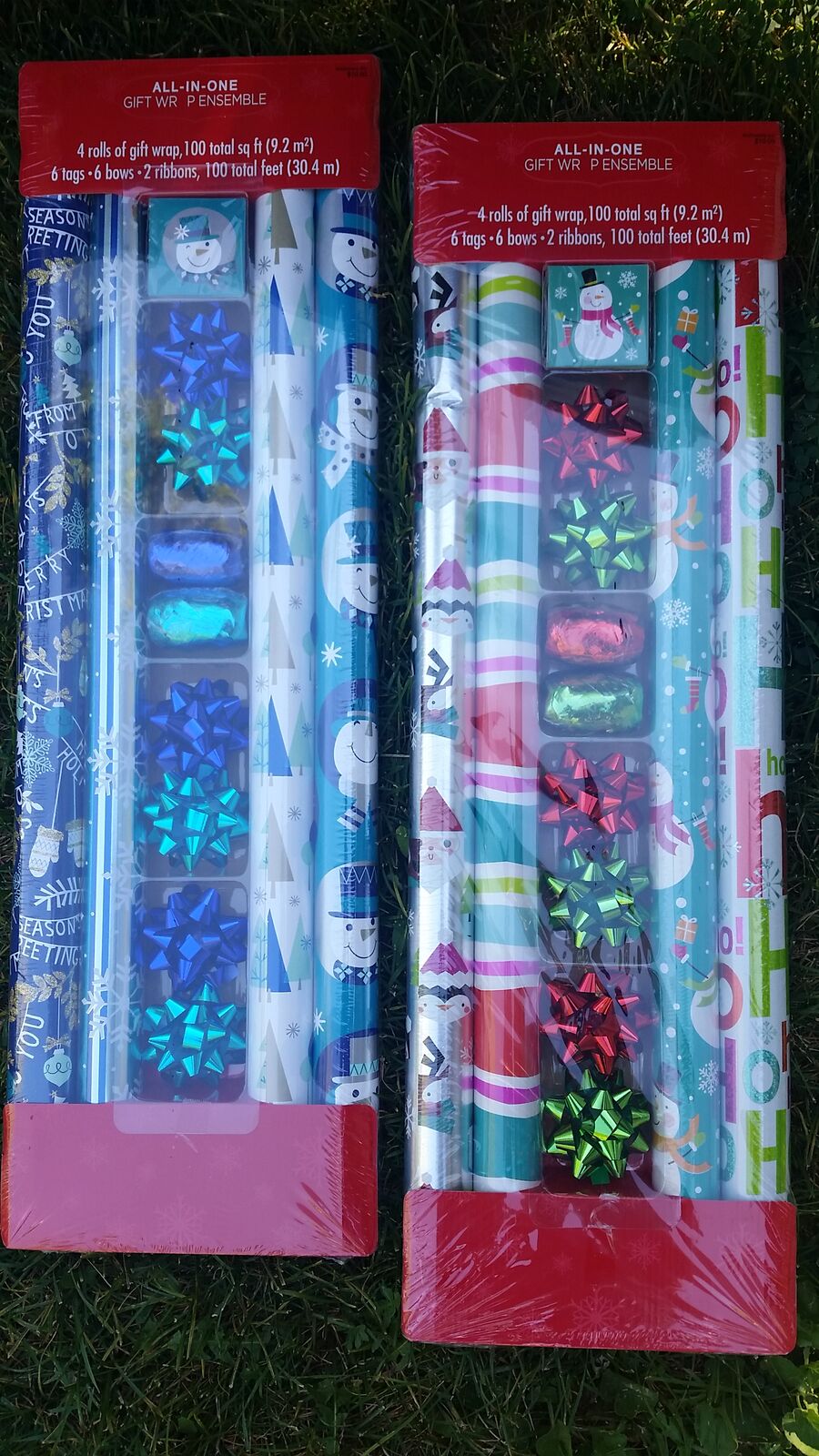 Color Coordinated Holiday Wrapping Paper Set w/Tags, Bows, AND Ribbons