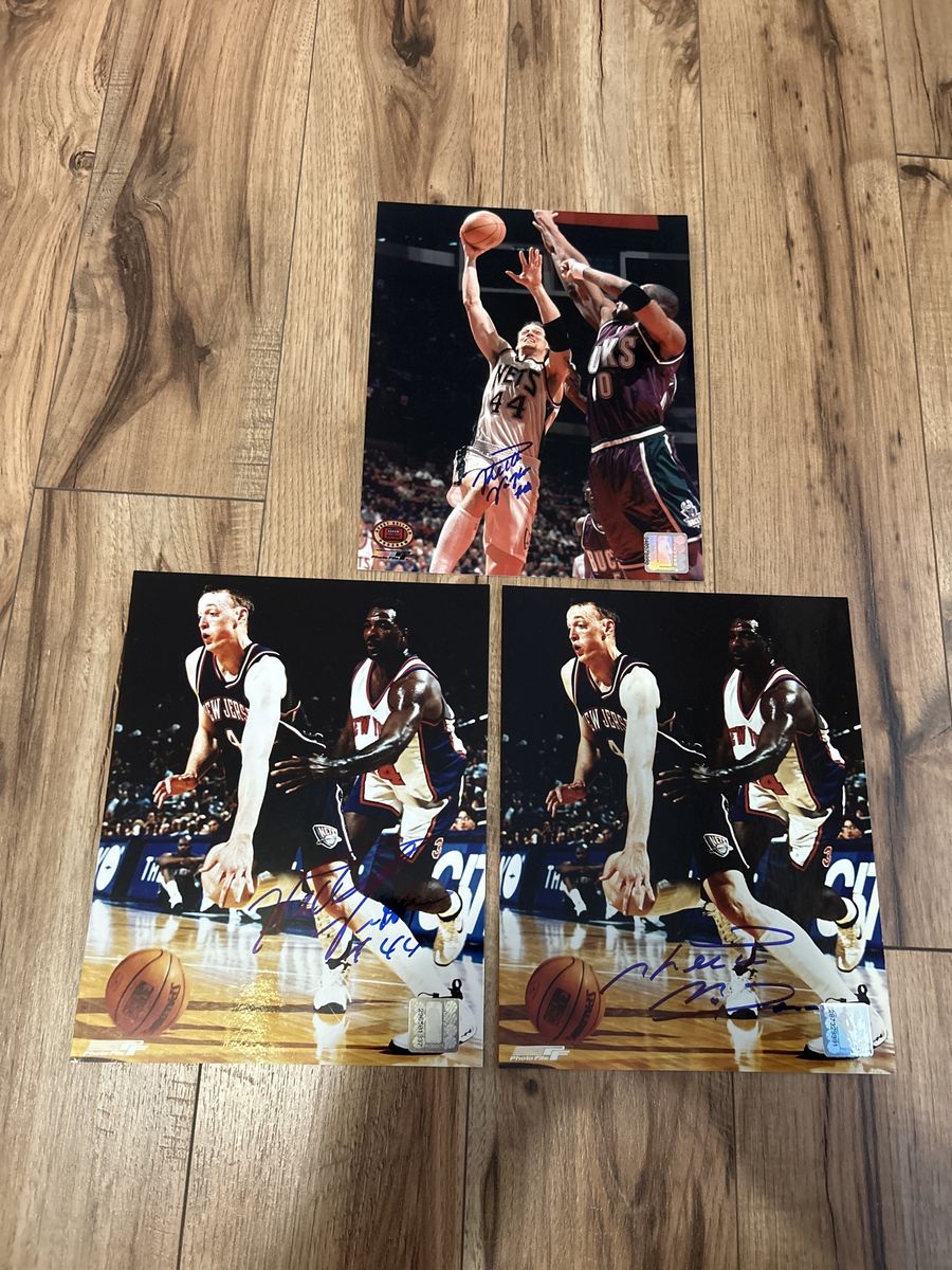 (3) Keith Van Horn Autograph NBA New Jersey Nets 8x10 Photographs. University of Utah UoU Hand Signed Auto