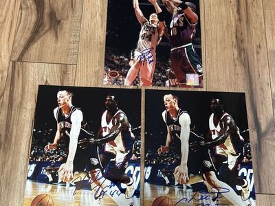 (3) Keith Van Horn Autograph NBA New Jersey Nets 8x10 Photographs. University of Utah UoU Hand Signed Auto