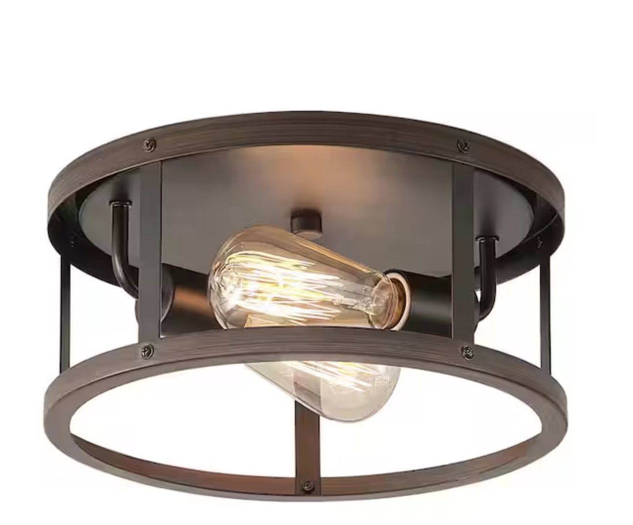 11.4 in. 2-Light Farmhouse Oil Rubbed Bronze Flush Mount Ceiling Lighting Fixtures