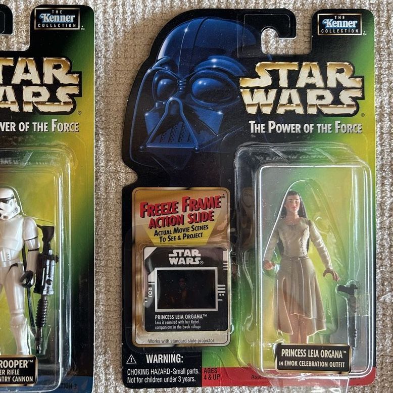 90’s Star Wars Kenner The Power of the Force Freeze Frame Green Card Action Slide Princess Leia Organa