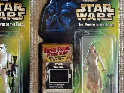 90’s Star Wars Kenner The Power of the Force Freeze Frame Green Card Action Slide Princess Leia Organa