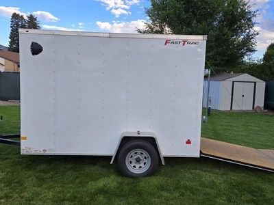 6x10 Wells Cargo FAST TRAC Enclosed Utility Trailer - White, Single Axle, Rear Ramp