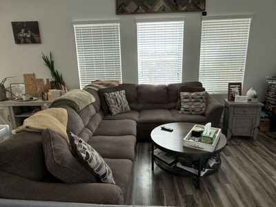 Spacious Brown Fabric Sectional Sofa Set - Comfortable Living Room Seating