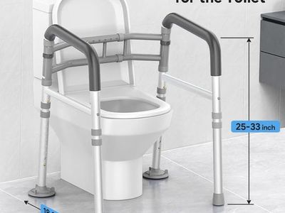 Delog Adjustable Toilet Safety Frame and Rails - Gray, 300 lb Capacity