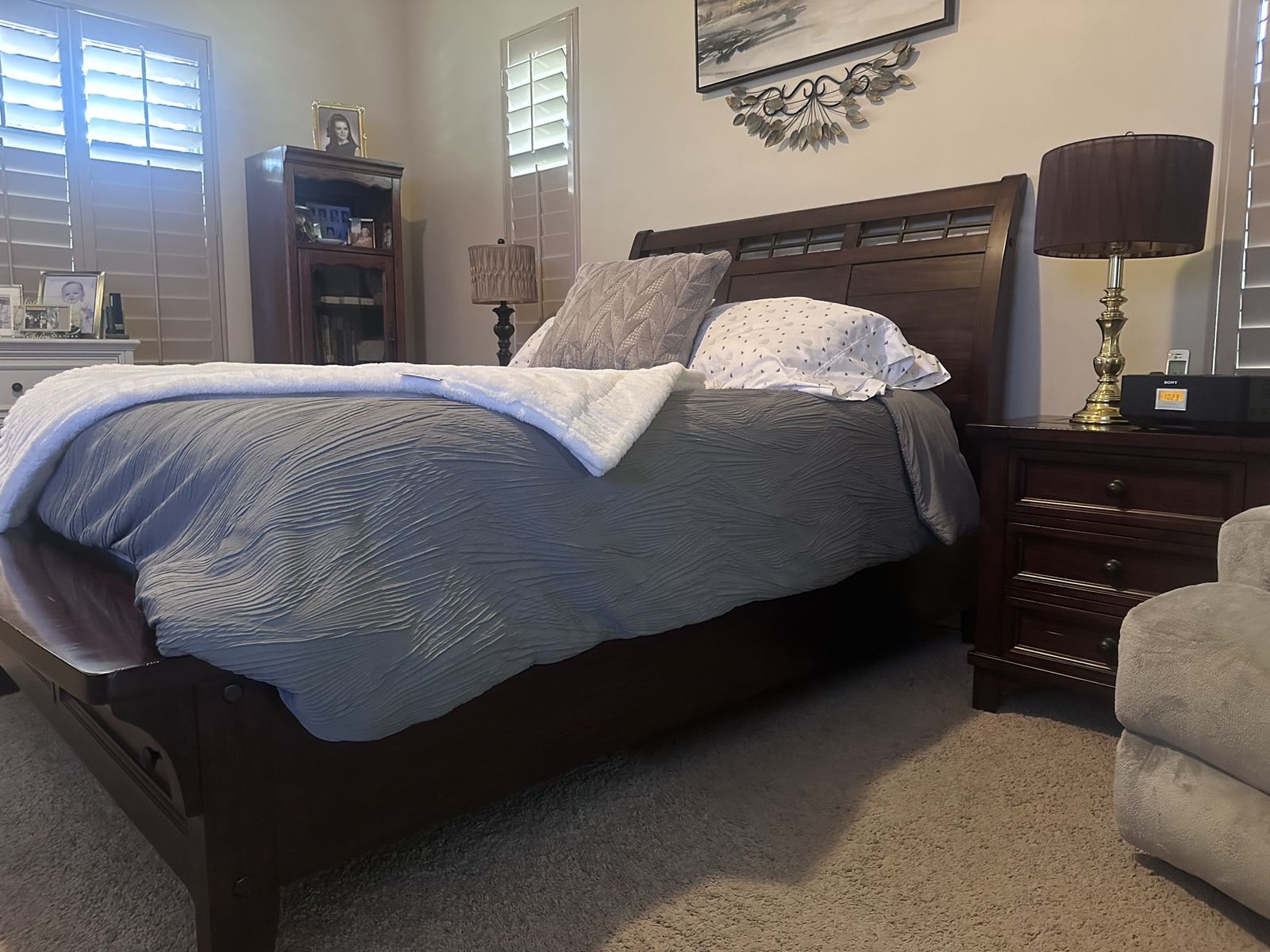 Queen Adjustable Massage Bed Frame + Nightstands — $500 OBO