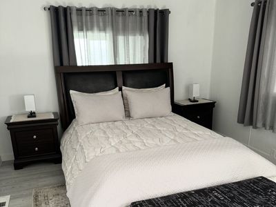 Dark Wood Bedroom Set with Queen Bed Frame, Nightstands, and Dresser