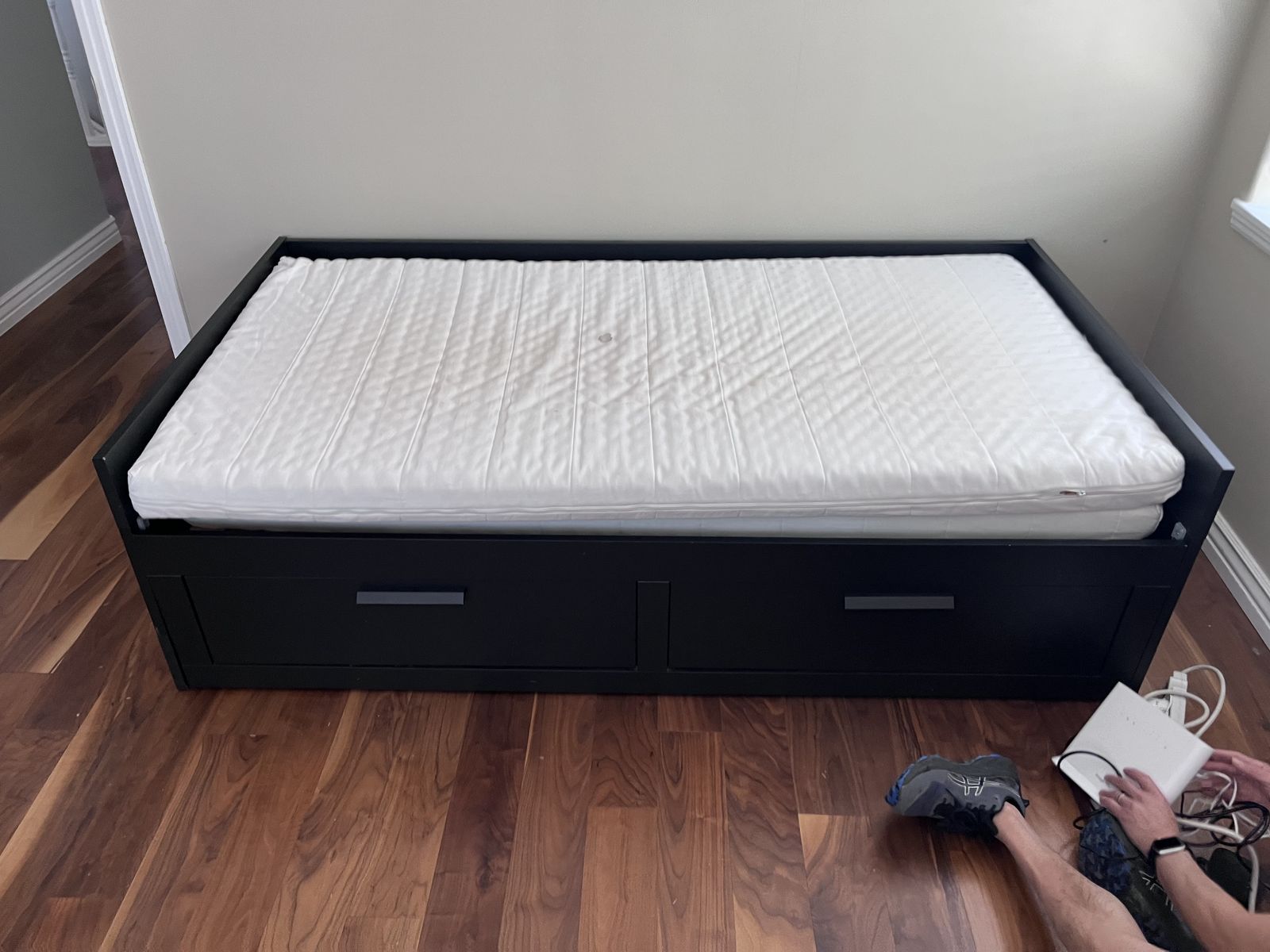 A black IKEA day bed