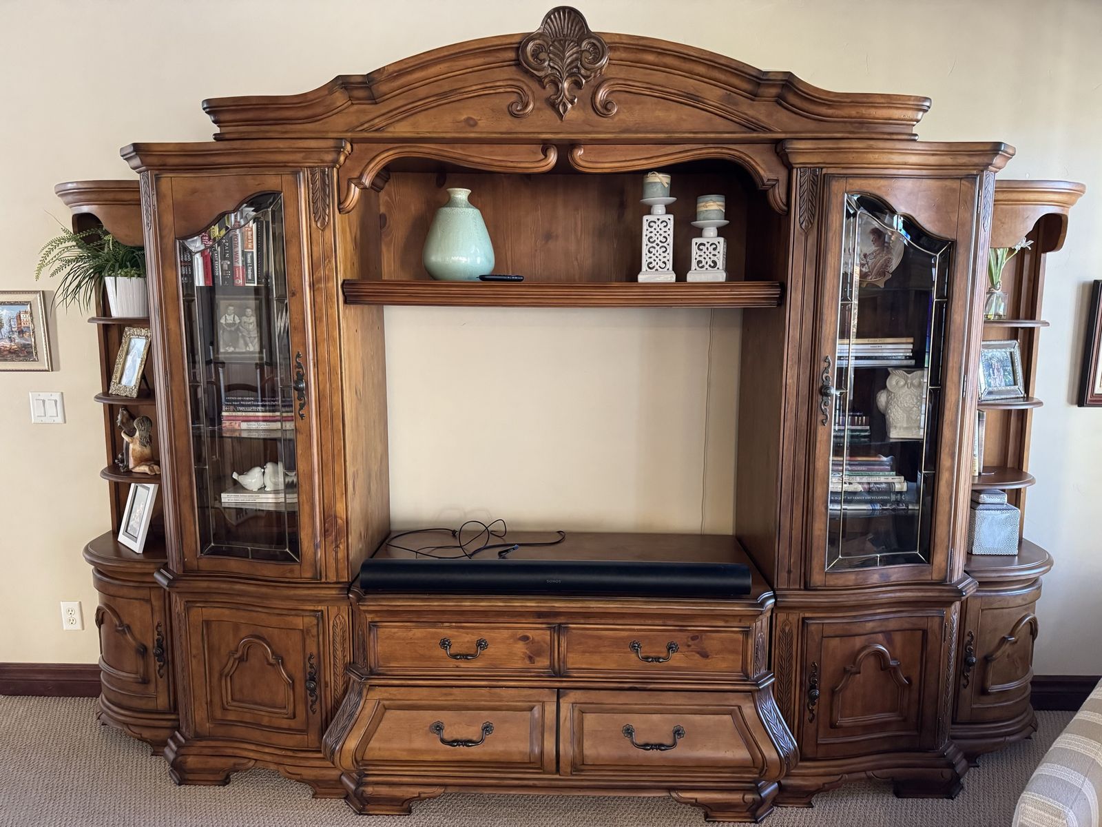 Luxury AICO Tuscano Solid Wood Entertainment Center