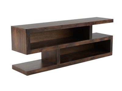 Modern Wooden Z-Shaped TV Stand Media Console in Dark Brown 74” wide