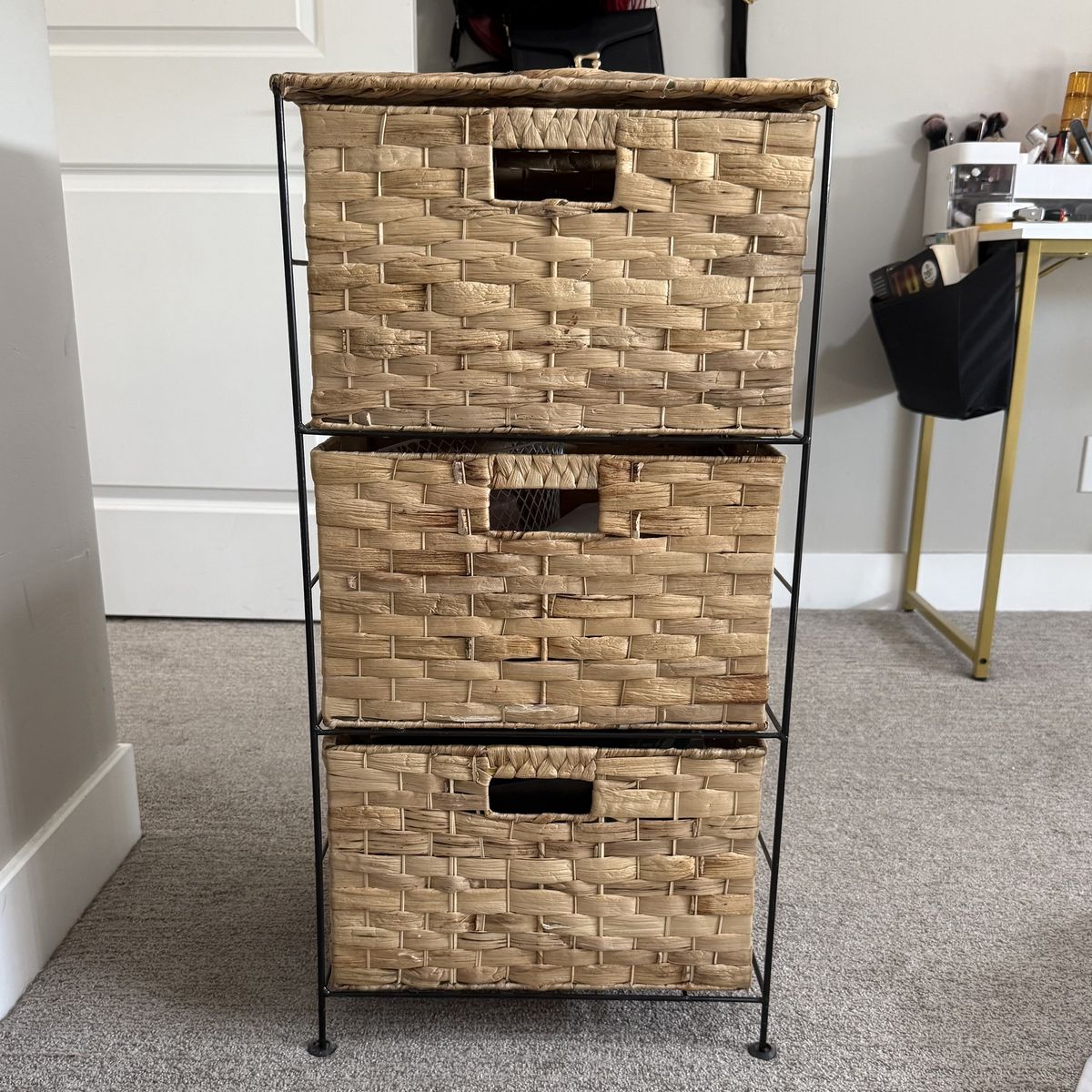 3 drawer wicker storage