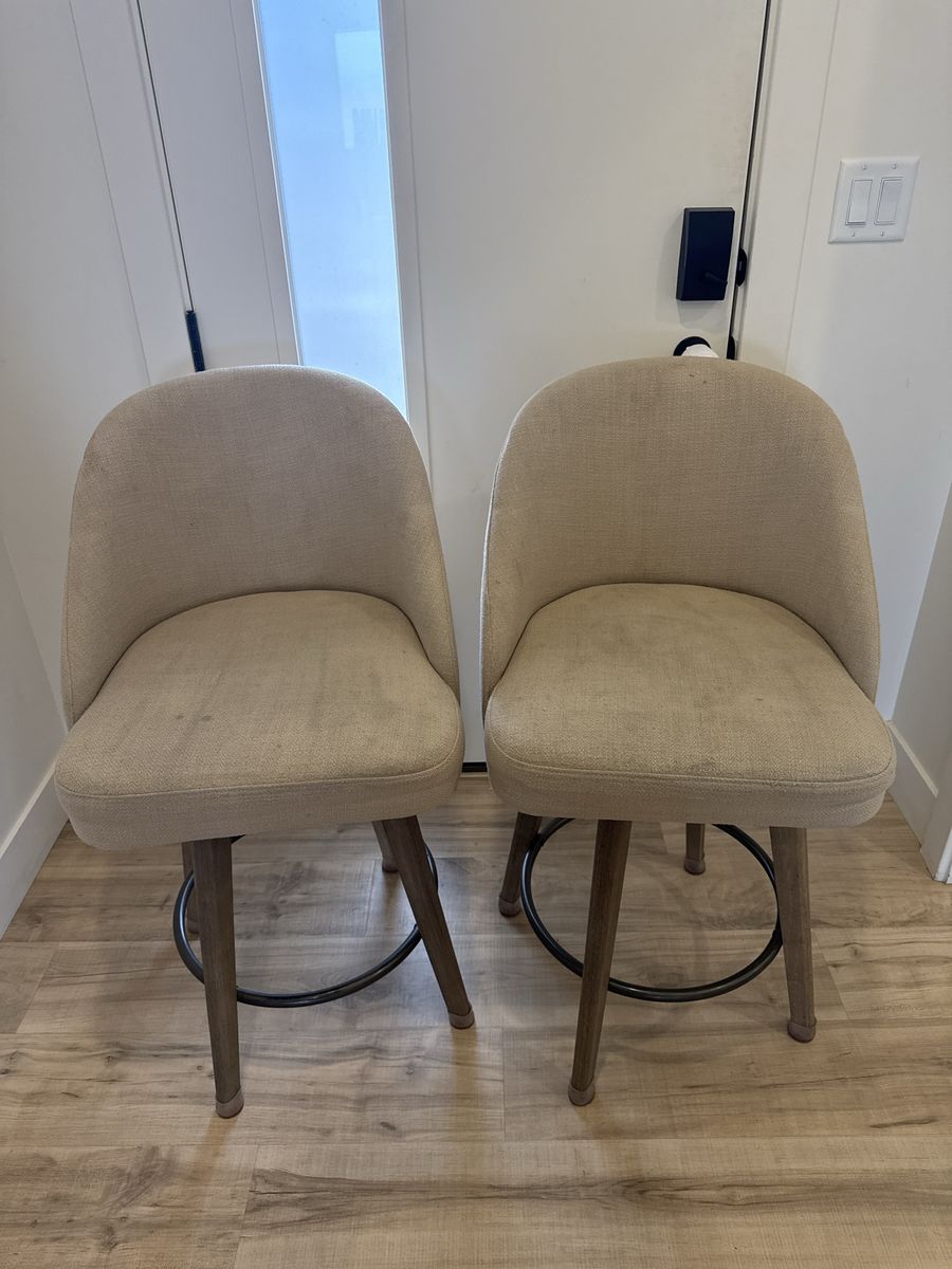 Pair of George Oliver Upholstered Swivel Counter Stools