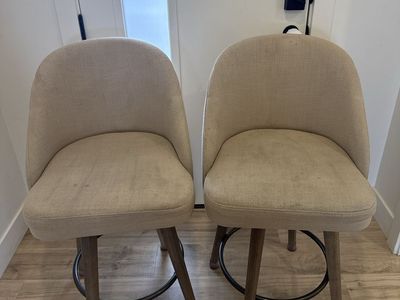 Pair of George Oliver Upholstered Swivel Counter Stools