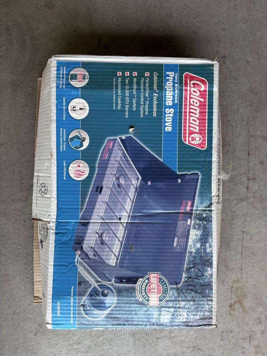 Coleman 2-Burner Propane Camping Stove with WindBlock System & Pressure Control, 20,000 BTUs