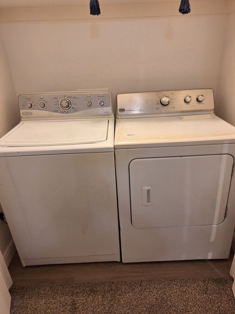 Maytag Centennial Washer & Dryer Set - White, Top Load, Electric, Used