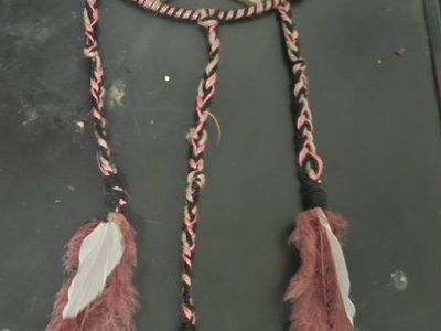 Handmade Dream Catcher with Pink & Black Braided Detail & Feathers