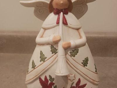 ceramic Christmas angel with horn