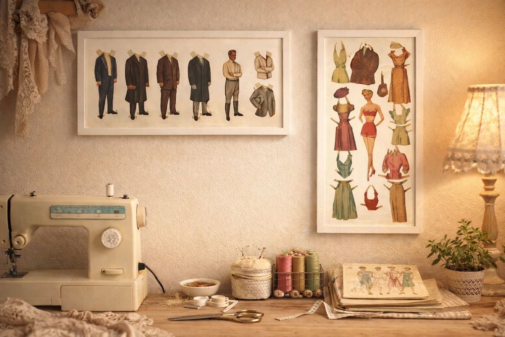 Sewing/Craft Room Decor- Vintage Paper Dolls