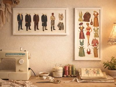 Sewing/Craft Room Decor- Vintage Paper Dolls