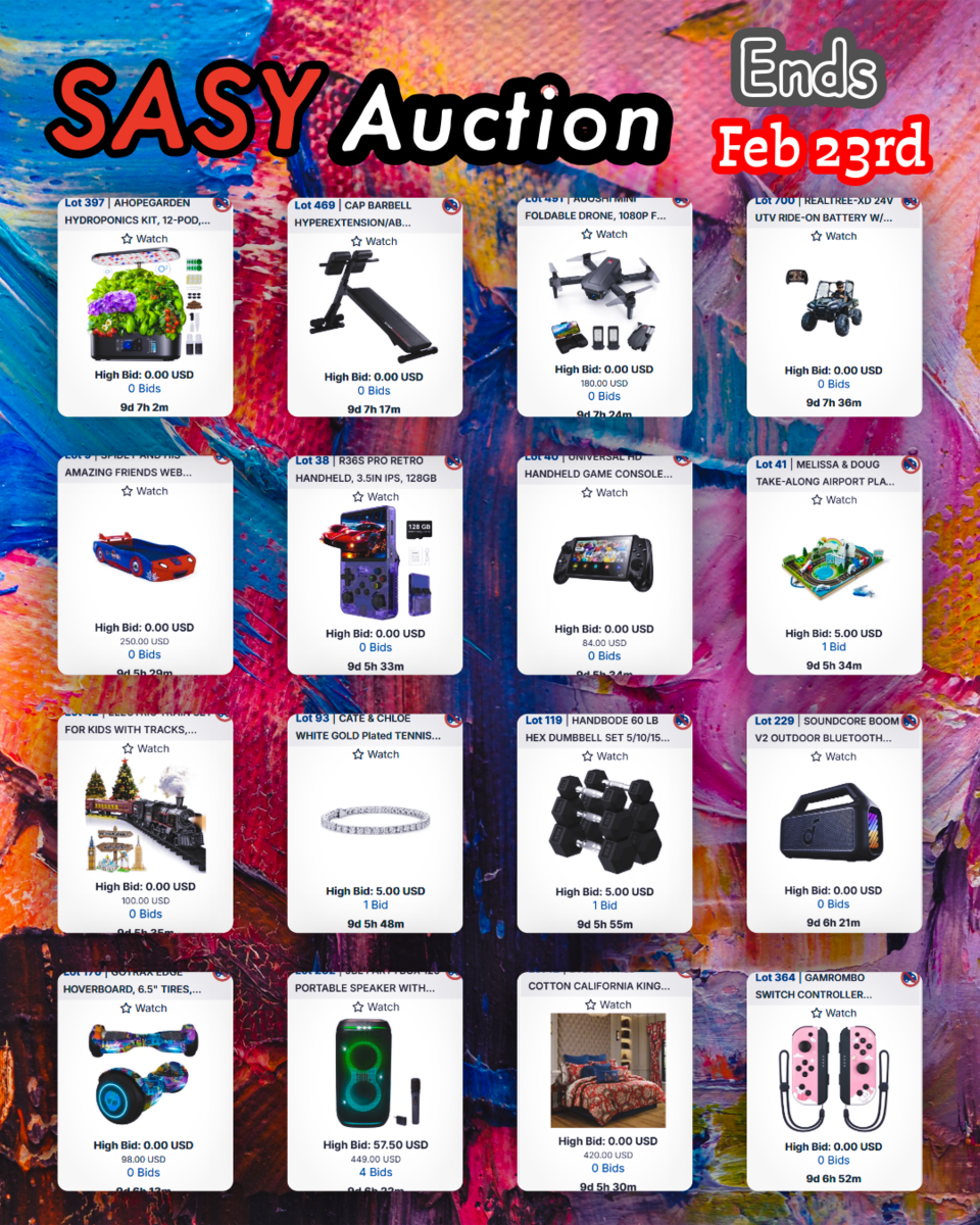 SASY Auction ends Feb 23rd at 6 PM!