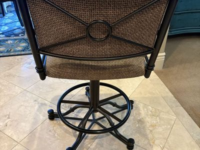 Set of 3 Bar Stools - Swivel Counter Height Chairs - Wrought Iron & Upholstered $50.00 for all three