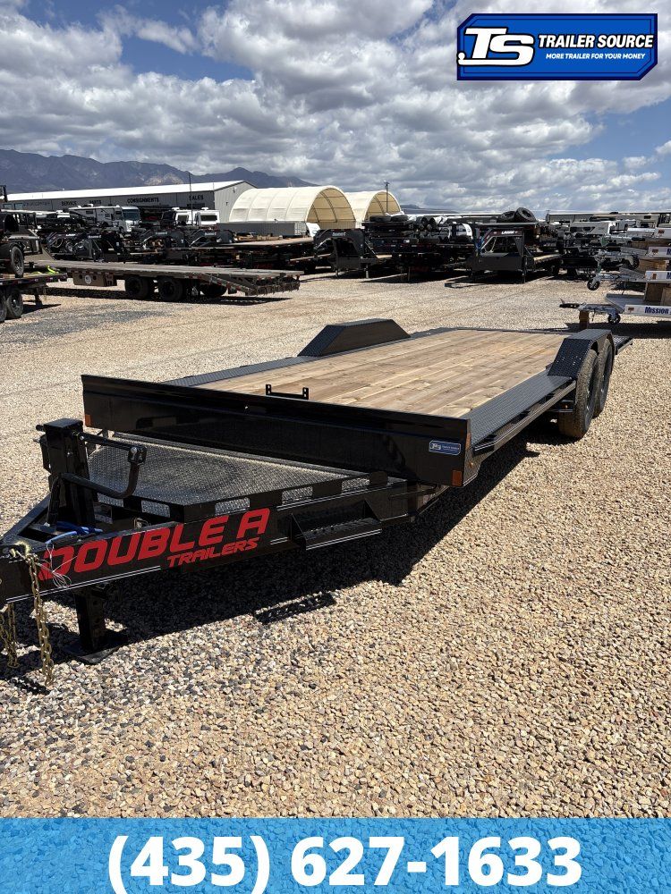 8.5x22 Double A Pro Series HT Power Tilt Trailer - 15.4K GVWR - Wide Body w/ Drive Over Fenders, Winch Plate