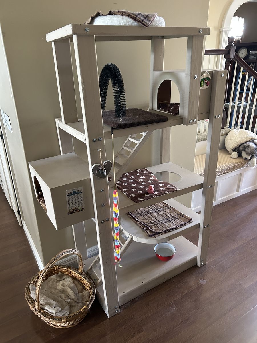 Cat Condo with Ladder, Stairs, Sleeping Boxes and Top Perch