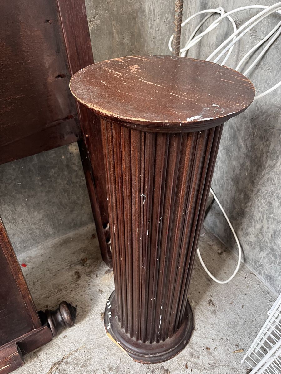 Vintage Wooden Pedestal Plant Stand Column Fluted 30 Inches tall