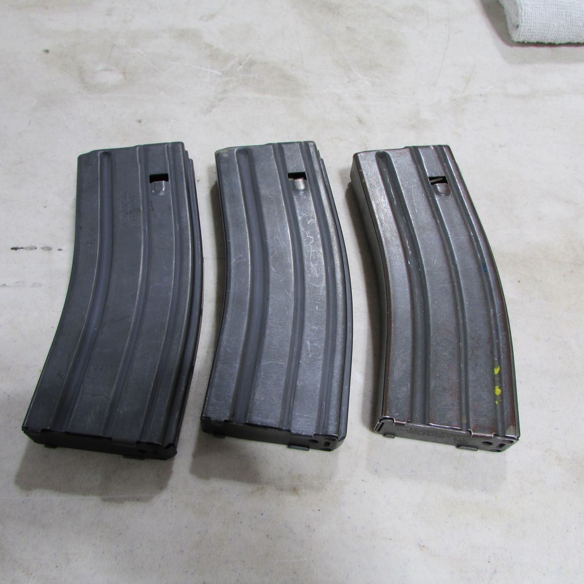 3 AR15 .223 or 5.56 Steel Magazines, 25rd ea. 1 is Colt Brand