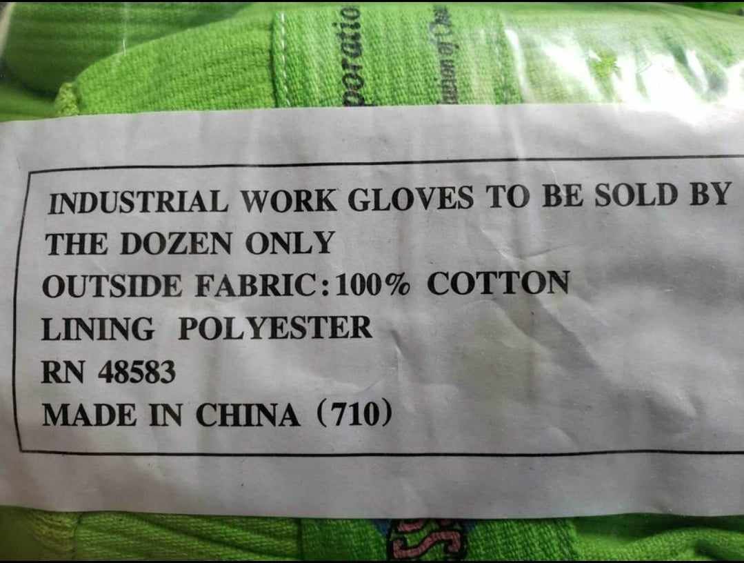 Heavy 100% cotton Work gloves large