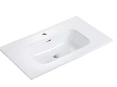 30" Drop-In Rectangular Integrated Bathroom Sink in Gloss White Ceramic Vanity Top