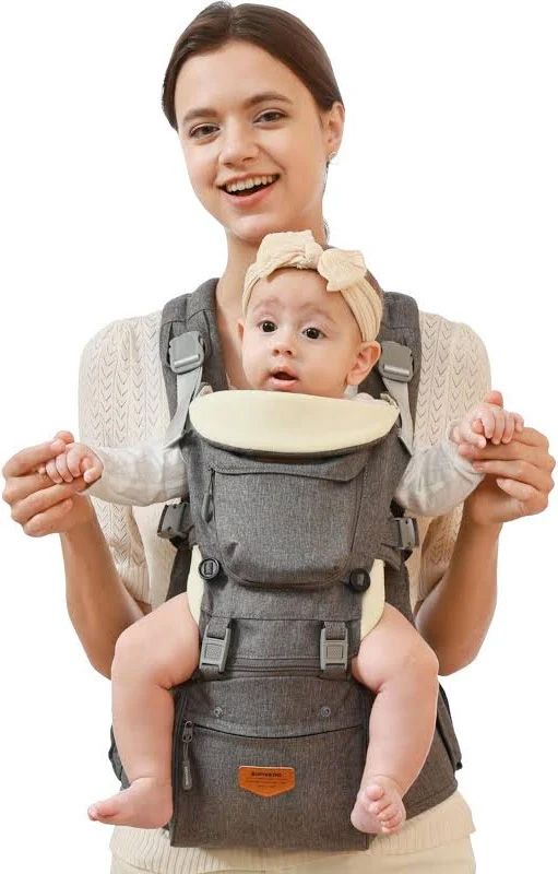 Sunveno Ergonomic Baby Carrier with Hip Seat - Gray