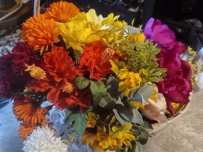 Gift Basket W/ Faux Flowers