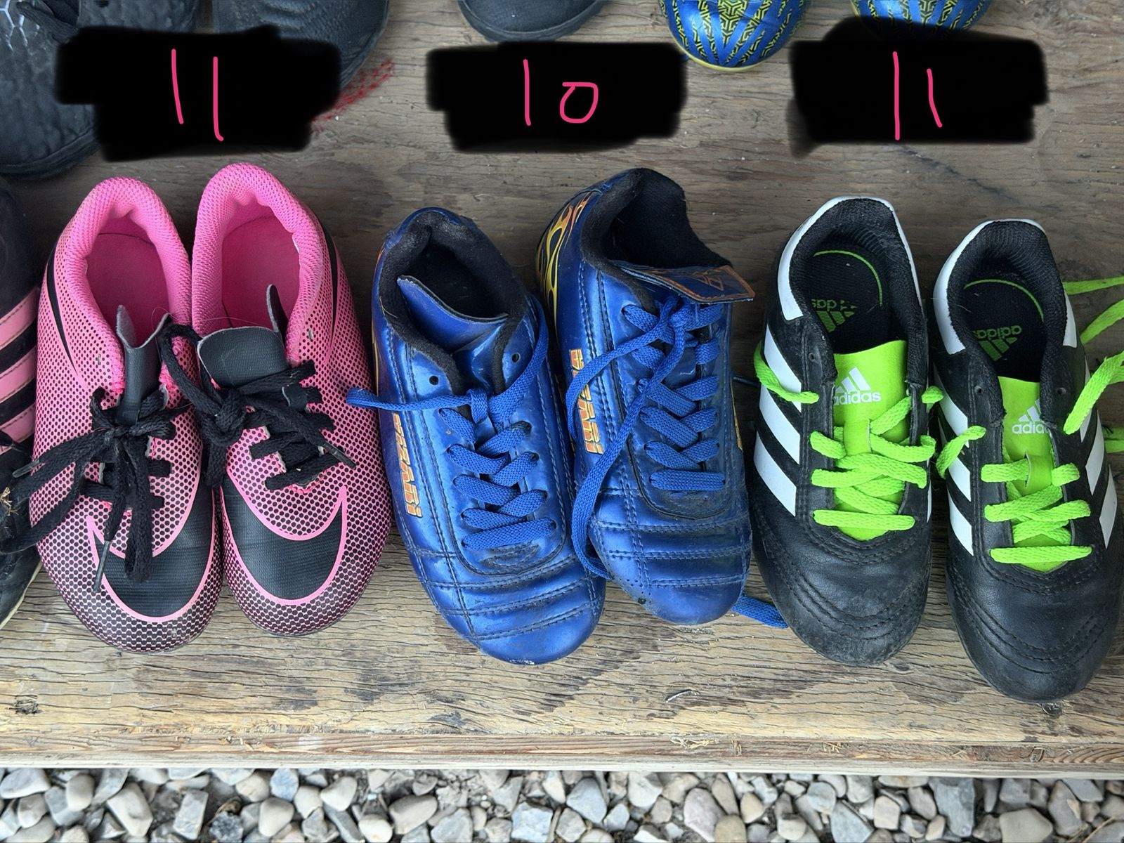 Used Kids' Soccer Cleats - Various Brands (Nike, Adidas, Lotto) & Sizes (1Y, 13.5, 3, 4.5, 1, 10, 11)