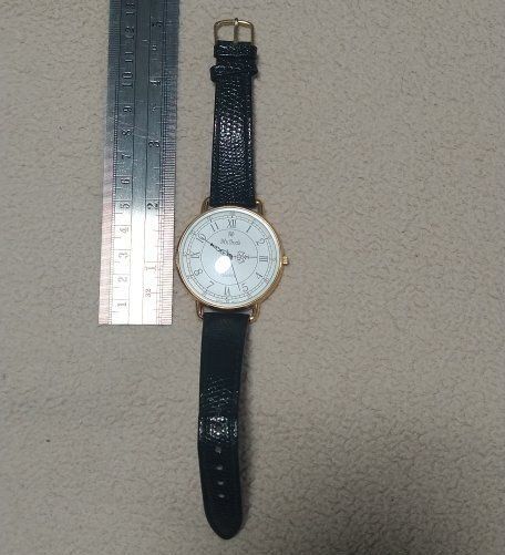 MxOnda Quartz Watch White Round Dial Gold Tone Black Genuine Leather Band Watch
