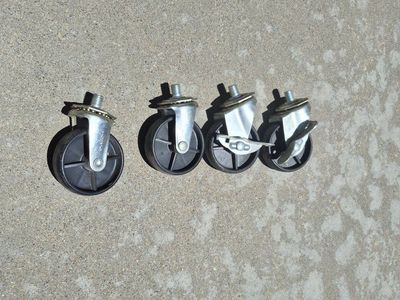 4 Casters Swivel Wheels, Black Threaded Stem, Heavy Duty for Carts, Furniture, Workbenches