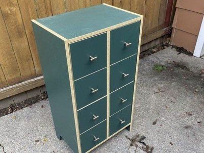 8-Drawer Cabinet - Green & Natural Finish, Versatile Organization