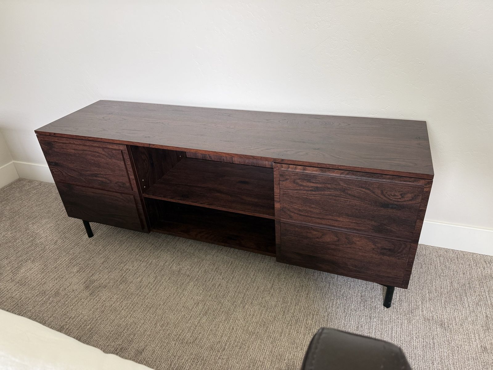 Dark Wood Media Console TV Stand